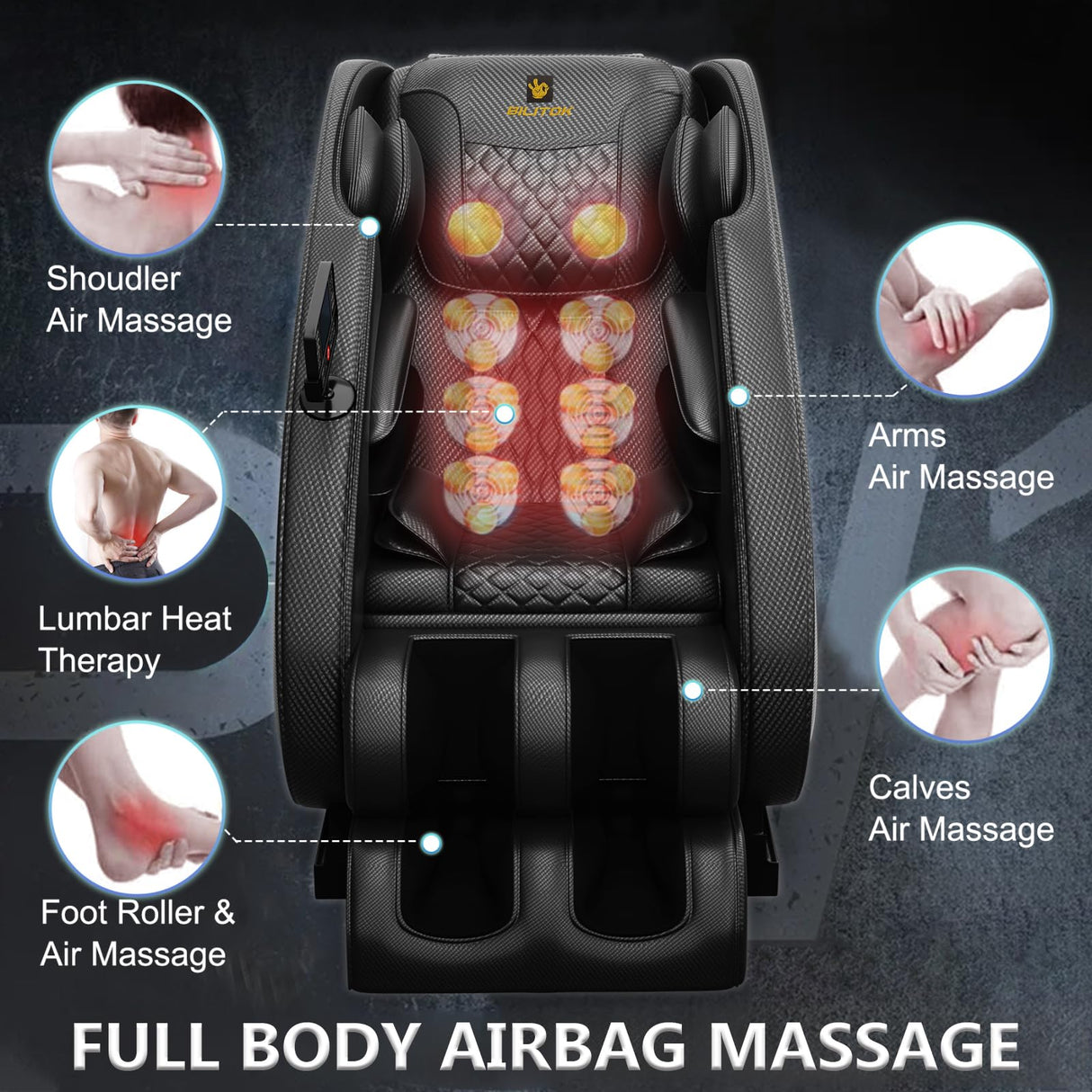 Massage Chair Full Body, Zero Gravity Massage Chair with 8 Fix Rollers, Foot Massage, Heating, Auto Modes, Full Body Airbag, Touch Screen Controller, Music Player, Home Massage for Back Fatigue Msutree