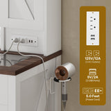 YITAHOME Farmhouse Makeup Vanity Desk with Mirror and Lights, Retro Big Vanity Table Set with Charging Station, Makeup Desk with 2 Drawers & 2 Cabinets, 10 Dimmable Light Bulbs, for Bedroom, White YITAHOME