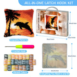 ZFFLYH Latch Hook Kit Plant Flower Leaves DIY Throw Pillow Cover Sofa Cushion Cover Preprinted Canvas Crochet Yarn Kits Needlework Crafts 43x43cm ZFFLYH