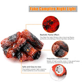 Bestview LED Simulation Charcoal Flame Lamp Fake Campfire Night Light, 3D Fake Fireplace Fire Pit Firewood Lamp with Realistic Log Flameless Candle Battery Operated, Halloween Christmas Decorations Bestview