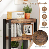 Giantex 4-Tier Bookshelf, Wooden Bookcase with Dual Anti-Tipping Kits, Freestanding Shelving Unit, Modern Storage Organizer, Open Display Rack for Living Room, Bedroom, Study (1,Rustic Brown & Black) Giantex