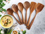 Zulay Kitchen 6-Piece Wooden Spoons for Cooking - Smooth Finish Teak Wooden Utensils for Cooking - Soft Comfort-Grip Wood Spoons for Cooking - Non-Stick Wooden Cooking Utensils - Wooden Spoon Sets Zulay Kitchen