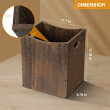 Wood Trash Can 5.3 Gallon Office Wastebasket Farmhouse Rectangular Garbage Can with Built-in Handles Small Trash Can for Bedroom Office Kitchen Bathroom Under Desk Large Storage Vrisa