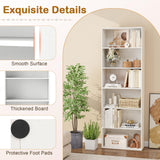 SILKYDRY 6-Tier Bookcase, Wooden Bookshelves and Bookcases, Floor Standing Open Display Storage Organizer Shelves, 70" Tall Bookshelf for Bedroom Living Room Office (1, White) SILKYDRY