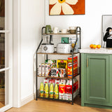 Microwave Stand with Storage 4-Tier, Bakers Racks for Kitchens, Coffee Cart Microwave Cart with Storage, Metal Bakers Rack with Storage, Coffee Cart with 5 S-Hooks Sonyabecca