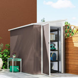 Outsunny 4' x 8' Metal Outdoor Storage Shed, Lean to Storage Shed, Garden Tool Storage House with Lockable Door and 2 Air Vents for Backyard, Patio, Lawn, Brown Outsunny