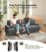 Kidirect 87in Corduroy Couch, Sofas for Living Room No Tool Assembly, Comfy Couches for Living Room 21in Deep Seats, Oversized Loveseat Sofa with 2 Pillows, 3 Seater Couch for Bedroom,Grey Sofa Kidirect