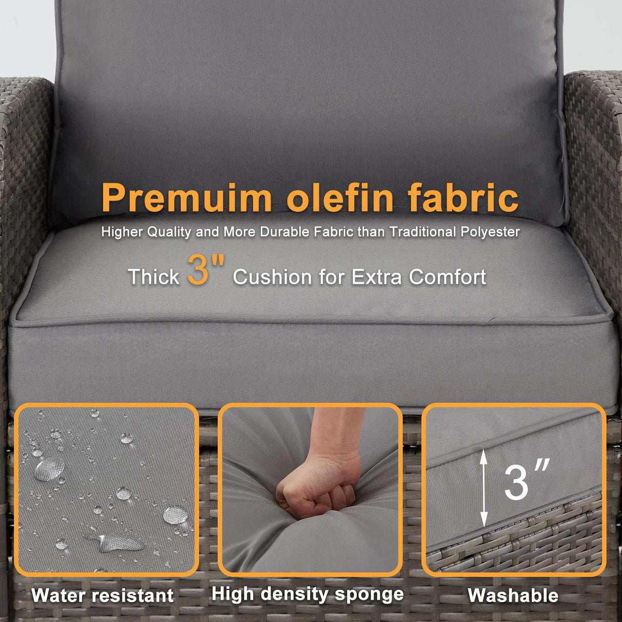 HOMREST 6 Pieces Patio Furniture Sets, All Weather Wicker Patio Conversation Sets with Storage Glass Coffee Table, Outdoor Sectional Sofa w/Ottomans, Cushions & Pillows for Garden, Lawn, Balcony HOMREST