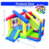 WELLFUNTIME Inflatable Bounce House with Slide, Jumping Castle with Blower and Ball Pool, Basketball Game, Dart Target Game WELLFUNTIME