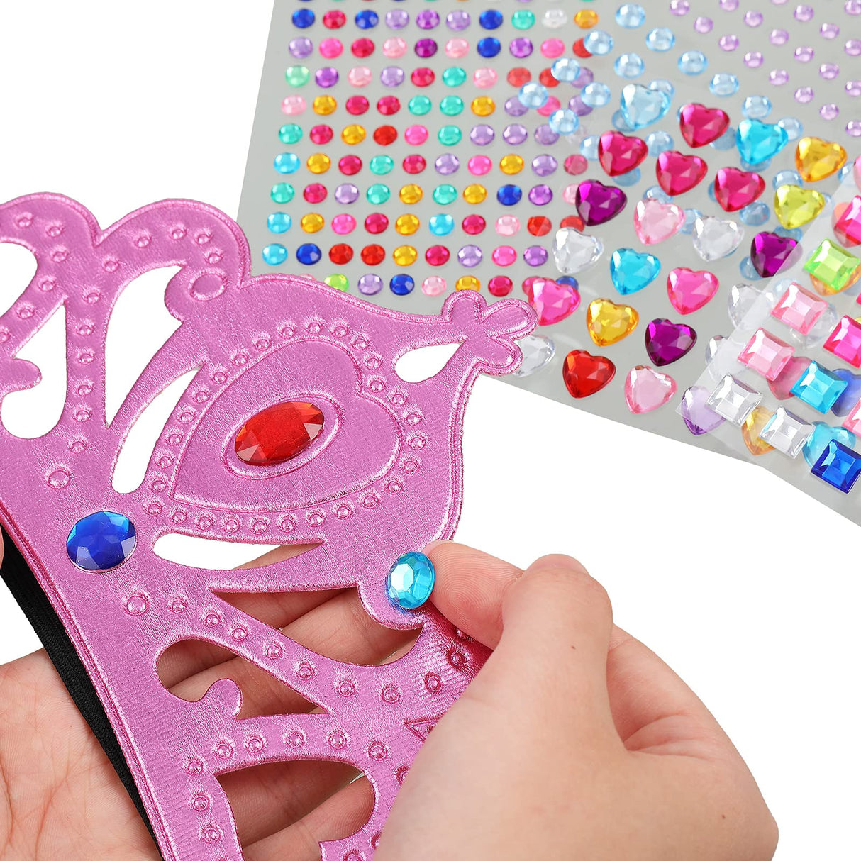 Epakh Princess Party Crowns Set, 27 Pcs DIY Crown with Diamond Stickers, Princess Party Supplies, Birthday Party Decoration Favor Supplies, Costume Headwear, for Children, Princess Fans Epakh