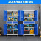 METAN 71" H 2 Drawer Metal Storage Cabinet with Locking Doors,Steel Rolling Tool Storage Cabinet with 2 Adjustable Shelves for Garage,Home, Office, Kitchen Assembly Required (Grey Blue) METAN