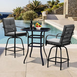 STRPRETTY BASIC Patio Swivel Bar Stools Set of 2, Outdoor Bar Height Patio Swivel Chairs with Cushion for Garden Balcony Backyard (Grey) STRPRETTY BASIC