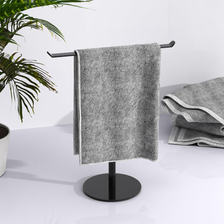 Towel Rack T-Shape Hand Holder for Bathroom,Headband and Lightweight Bathroom Racks,Kitchen Black Holder,Stainless Steel Waterproof Counter Organizer niffgaff