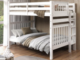Bedz King Bunk Beds Full over Full Mission Style with End Ladder, White Bedz King
