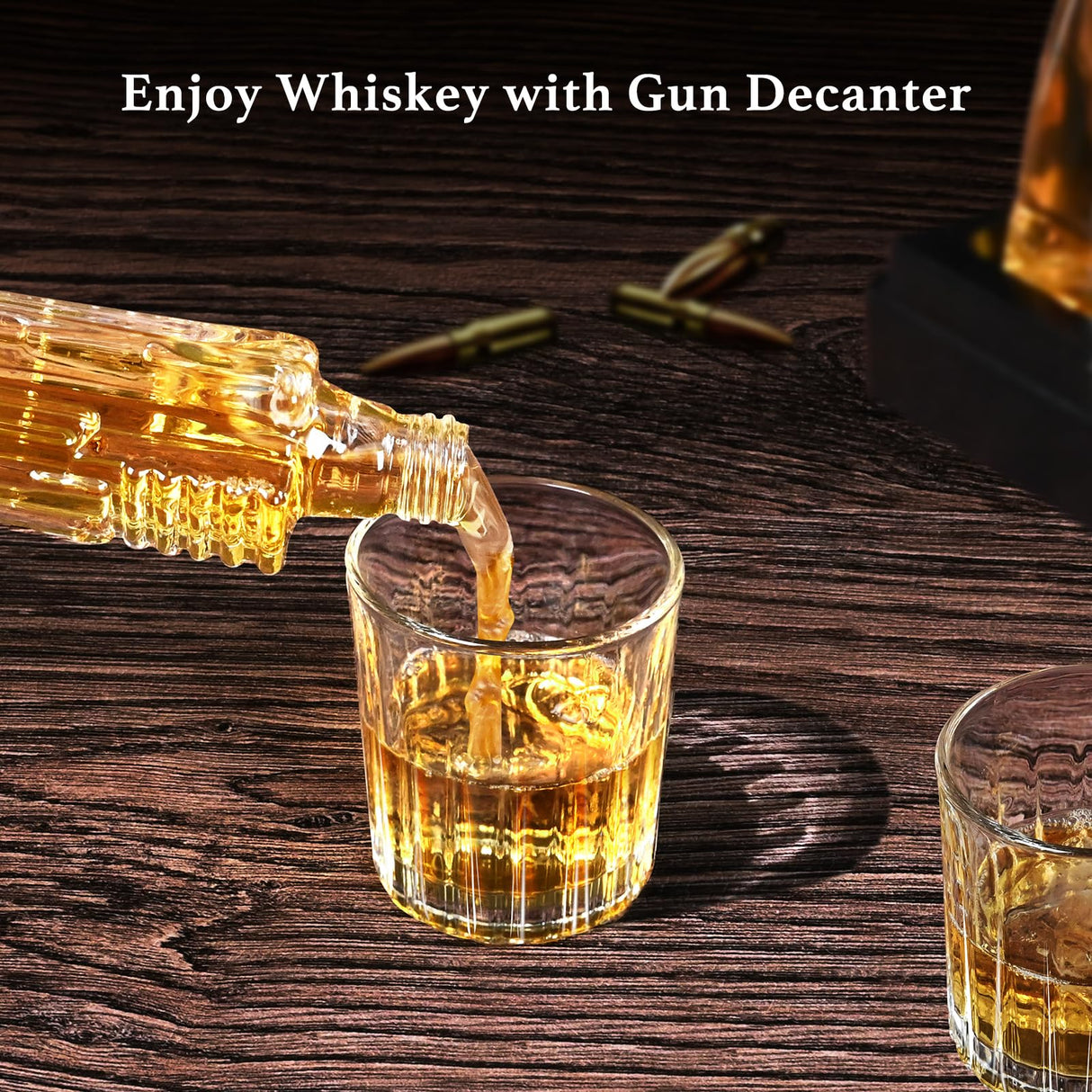 LUXULISH Whiskey Gun Decanter Sets for Men, Liquor Decanter Set with Two Shot Glasses, Cool Birthday Anniversary Stuff Gifts for Him, Dispenser for Liquor Vodka LUXULISH