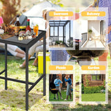 LZRS Outdoor Bar Table – 23.6" Square Heavy-Duty Steel Frame with Weather-Resistant HDPS Top,Durable Patio Bar Table for Garden, Balcony, Poolside, Grey LZRS