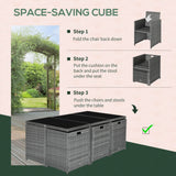 Outsunny 11 Pieces Outdoor Dining Set for 10, Space Saving Wicker Chairs and Glass Table with Cushions and Ottomans, Rattan Conversation Patio Furniture Set for Garden Backyard Deck, Dark Gray Outsunny