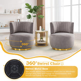 SLEERWAY 360° Swivel Barrel Chair, Modern Velvet Round Accent Chair, Comfy Upholstered Small Armchair with Gold Metal Base for Living Room Bedroom Nursery Office Sillas para Sala, Gray SLEERWAY