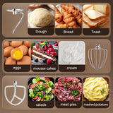 Neretva Stand Mixer, [6.34QT& 6-Speed& 400W] Mixers Kitchen Electric Stand Mixer Lightweight& Large Capacity& LED Display Kitchen Mixer with Whisk, Flat Beater, Dough Hook Neretva