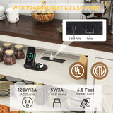 Hlivelood 75" Farmhouse TV Stand with Power Outlets for 85 Inch TVs, 33" Tall Entertainment Center with Storage Cabinets w/Adjustable Shelves, Rustic Large TV Media Console, Rustic White Hlivelood