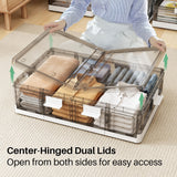 Kitstorack Clear Plastic Under Bed Storage Containers Bins with Lids and 8 Pre-installed Wheels,37.8 Qt, Rolling Foldable Flat Under Bed Organizer Boxes for Clothes Shoes Clothing Bedroom, Large Kitstorack