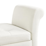 Yaheetech 52in Ottoman Bench Folding Storage Tufted Fabric Entryway with Arms Footstool Large Foot Rest Seat Rolled Cushioned Fresh White Yaheetech