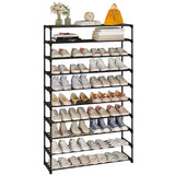 Calmootey 10-Tier Shoe Rack, Tall Large Capacity 50 Pairs Shoes Storage Organizer, Stackable Wide Shoe Shelf for Entryway, Hallway, Black Calmootey