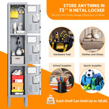 INTERGREAT Lockers for Employees, School, Office, Gym, 3 Door Metal Storage Locker Cabinet, Tall Steel Work Locker for Students, Triple Tier Grey INTERGREAT
