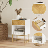 Masupu Nightstand,Modern Night Stand Boho Farmhouse Wood Bedside Table with Storage Drawer Side End Table for Bedroom,Living Room,Office,White Masupu