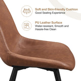 Yaheetech Dining Chairs Set of 2 Upholstered Modern Dining Room Chairs Mid Century Faux Leather Kitchen Chairs with Metal Legs for Dining Room Kitchen, Brown Yaheetech