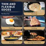 Home Hero Silicone Spatula Set with Ergonomic Handles - Stainless Steel High Heat Resistant Solid & Slotted Turner, BPA Free Non Stick Kitchen Utensils Set - Rubber Spatula (2 Pcs - Black) Home Hero