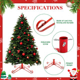 Foilswirl Christmas Tree Stand for Artificial Fake Tree Holder 4 to 8 FT Iron Metal Adjuatable Xmas Tree Base with Thumb Screw Indoor Outdoor Holiday Party Decor Fits Up to 1.4" Tree Trunk (Red) Foilswirl