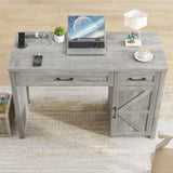 Farmhouse 47" Executive Desk, Computer Desk with Drawers and Storage Cabinet, Workstation Computer Desk for Study and Home Office, Gray Vabches