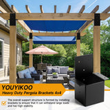 2 Pcs 4x4 Pergola Brackets for Wood Post, Heavy Duty 14 Gauge Post Top Rafter Brackets, Pergola Wall Mount Bracket Kit with Screws Black Deck Railing Brackets for Patio Pergola Log Cabin Youyikoo