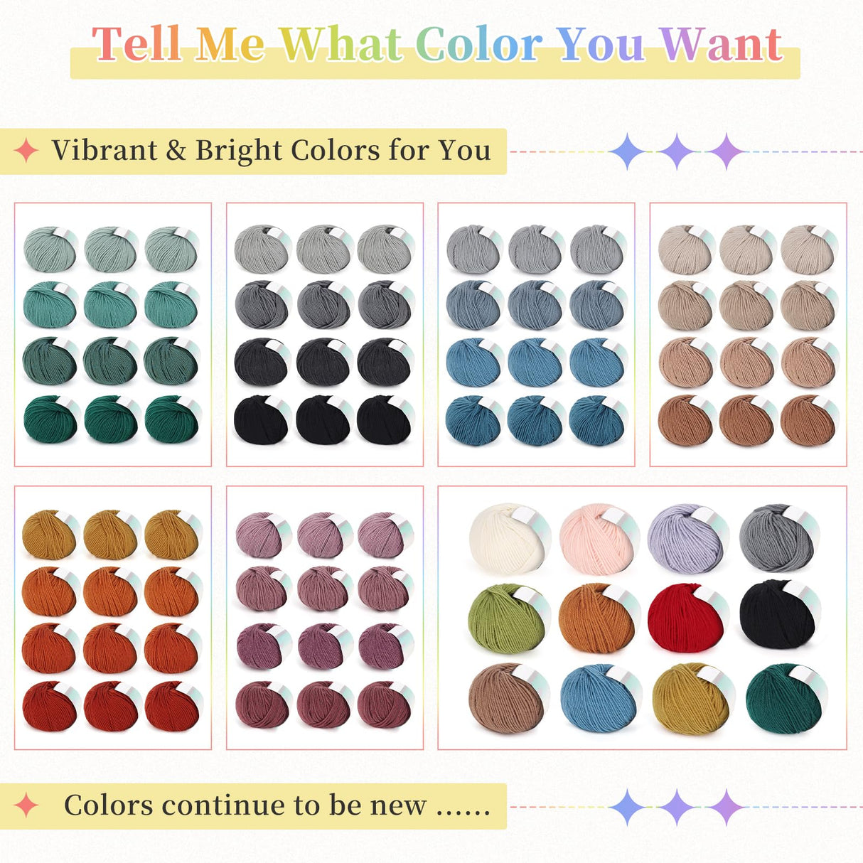 Coopay Yarn for Crocheting, 12 Premium Wool Yarns - 98% Wool 2% Cotton, 1.76oz, 164yds - Crochet Yarn for Clothes, Scarves, Blankets, Shawls (Multicolor) Coopay