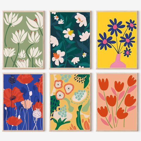 cupmod 6 Pack Paint by Numbers for Kids and Adults- DIY Acrylic Painting Kits on Canvas Without Frame, Simple Flower Oil Painting for Home Wall Decor 12x16inch cupmod