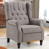 CANMOV Push Back Recliner Chair, Accent Chair,Mid Century Wingback Recliner, Fabric Push Back Recliner Chair Single Armchair Sofa with Rivet Decoration,Button-Tufted Back for Living Room, Grey CANMOV