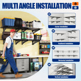 CVGFDR 2x6ft Garage Wall Shelving, 600BLS Heavy Duty Garage Shelving Wall Mounted, Floating Shelves, Storage Shelves, Easy Assembly Pallet Racking, Metal Rack for Kitchen, Basement, Black CVGFDR