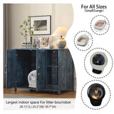 Forest Gravity Cat Litter Robot Enclosure, Enclosure for self-Cleaning Litter Boxes,Adjustable Shelf for Dog Proof and Storage,Charging Station,Locks Added for cat,Large Indoor Cat House,Blue FOREST GRAVITY