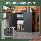 Greenvelly Metal Storage Cabinet, 36" Locking Storage Cabinet with Doors and Shelves, Lockable Storage Cabinets for Home Office, Utility Locker Cabinet, Steel Garage Cabinet with 2 Keys, Black Greenvelly