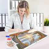 ATDMS Large Diamond Art Kits for Adults - 5D Landscape Diamond Painting Kits for Adults DIY Full Drill Diamond Painting Sunset Lake Gem Art Kits for Home Wall Decor 27.5x15.7 Inch ATDMS