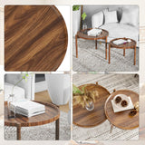 Round Nesting Coffee Tables Set of 2,Round End Table,Small Nesting Tables,Side Table,for for Living Room Bedroom Balcony BEARUT