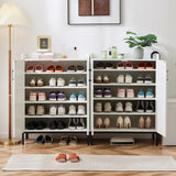 Mericonia Modern Shoe Cabinet with Metal Legs, Farmhouse Large 5-Tier Shoe Storage Cabinet with Doors, Wooden Shoe Organizer for Entryway, Hallway, Closet, Bedroom, Living Room, White Mericonia