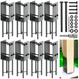 WOWACE 4"x4"(Actual 3.5"x3.5") Wet Concrete Foundation U-Shape Post Base Holder, for Fence, Deck, Gazebo and Other Post-Like Structure Pole Construction Ground Post Bracket Base (8pack-Dark Gray) WOWACE