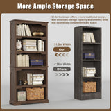 TRONLEE Tall Bookcase, 70 inch Height, 5-Tier Open Storage Shelf, 31.5 in Wide Standing Bookshelves for Home, Office, Bedroom, School, Library, 31.5W * 11.81D *70H (Walnut, Open Storage) TRONLEE
