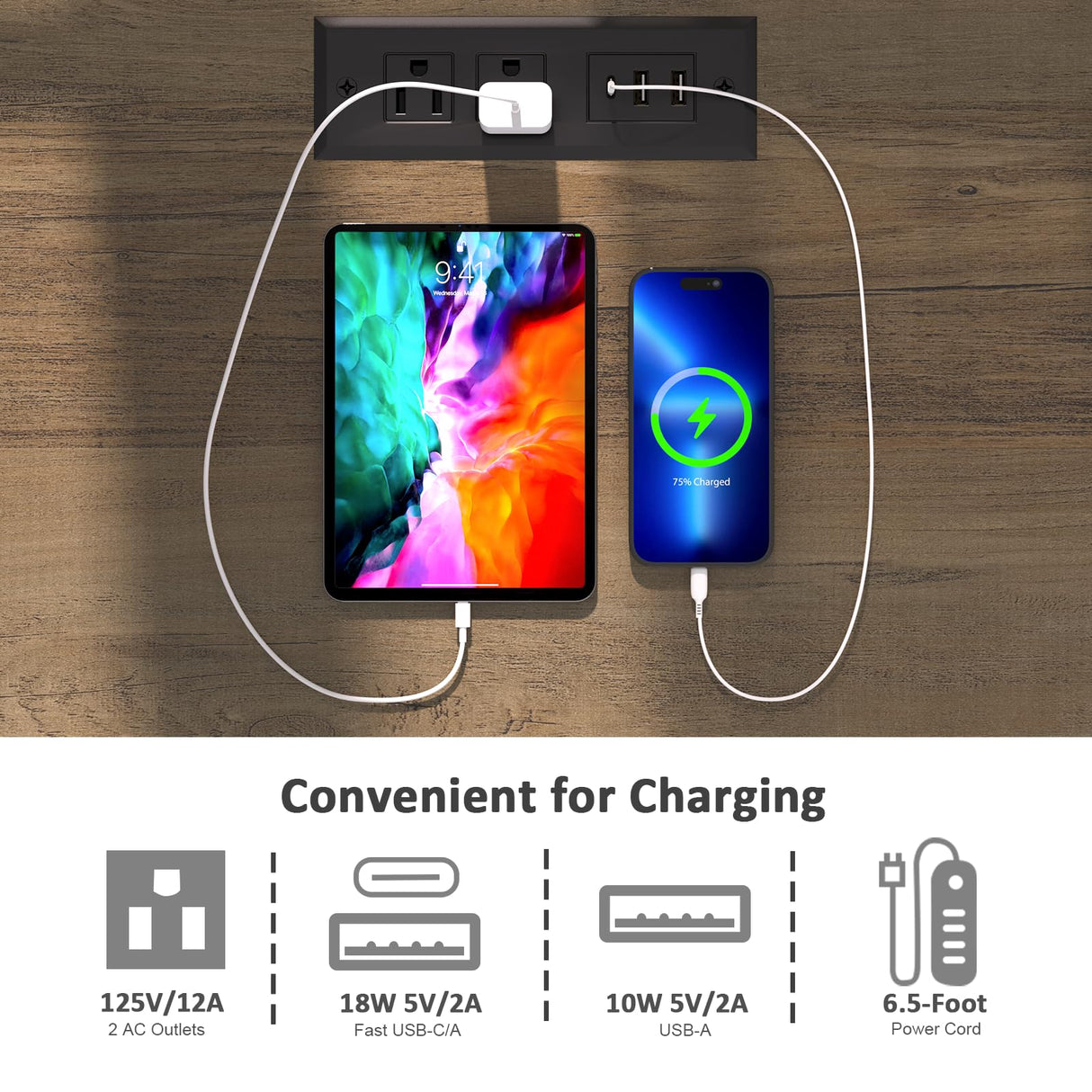 REDAYFUR End Tables with Fast-Charge Set of 2, Side Tables with Drawer Storage and Adjustable Shelf, Charging Nightstand Set of 2, Wooden Side Table for Living Room/Bedroom/Office, Light Brown REDAYFUR