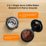 Horavie Mini Single Serve Coffee Maker for K Cup and Ground Coffee, Fast Brew One Cup Coffee Machine with Descaling Reminder and Water Window, 6 to 12 oz. Brew Sizes, Black Horavie