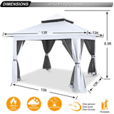 ABCCANOPY Pop Up Gazebo 13x13 - Outdoor Canopy Tent with Mosquito Netting for Patio Garden Backyard (White) ABCCANOPY