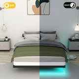 HusDream Floating Bed Frame Queen with Smart LED Lights and Charging Station 8 Inch Metal Platform Bed Frames Queen Size,Stable Structure,Under Bed Storage Space,No Box Spring Needed (8 Inch, Queen) HusDream