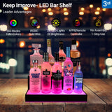 GOH&FTY LED Lighted Liquor Bottle Display Shelf,APP 16 inche 2Step LED Bar Shelves with Wireless Remote& Multicolor LED Light ,Bar Stand for Home Bar Accessories GOH&FTY